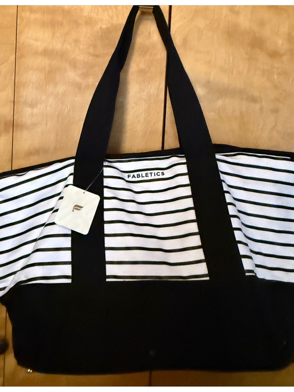NWT - Black and White  Striped Canvas Tote
